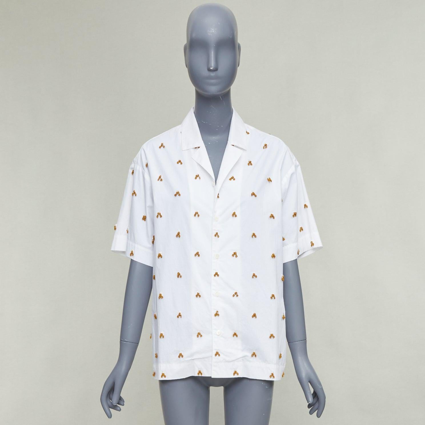 JACQUEMUS 2021 L'amour La Chemise Camisa adornada de cristal de algodón Ble FR34 XS en venta 4