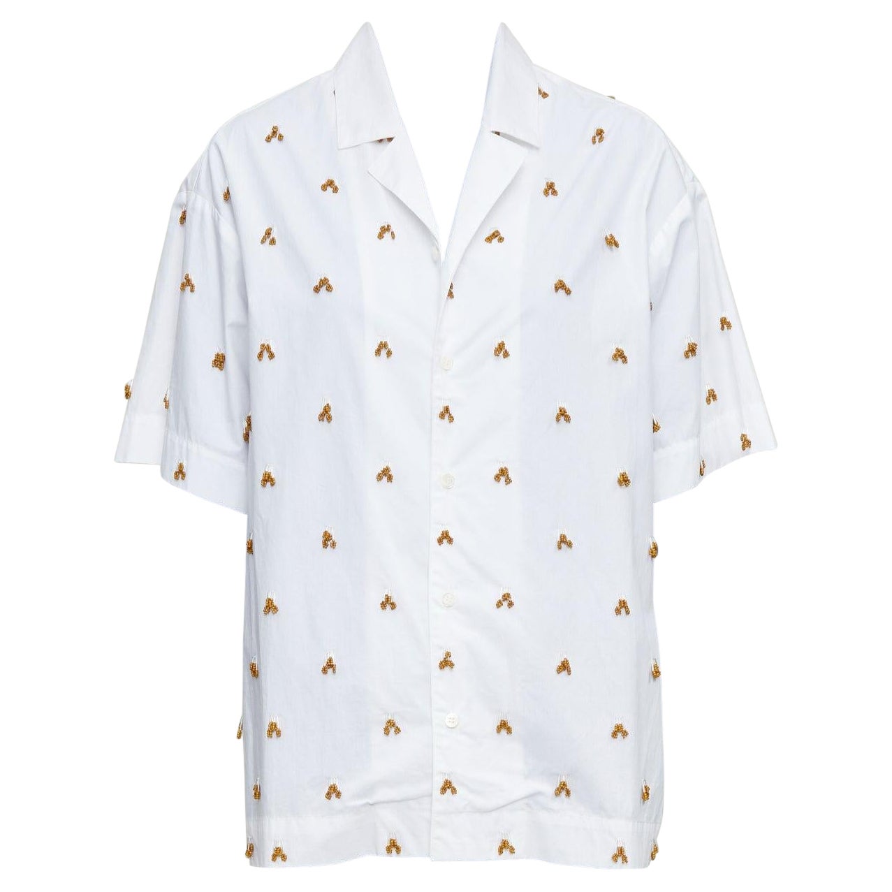 JACQUEMUS 2021 L'amour La Chemise Camisa adornada de cristal de algodón Ble FR34 XS en venta