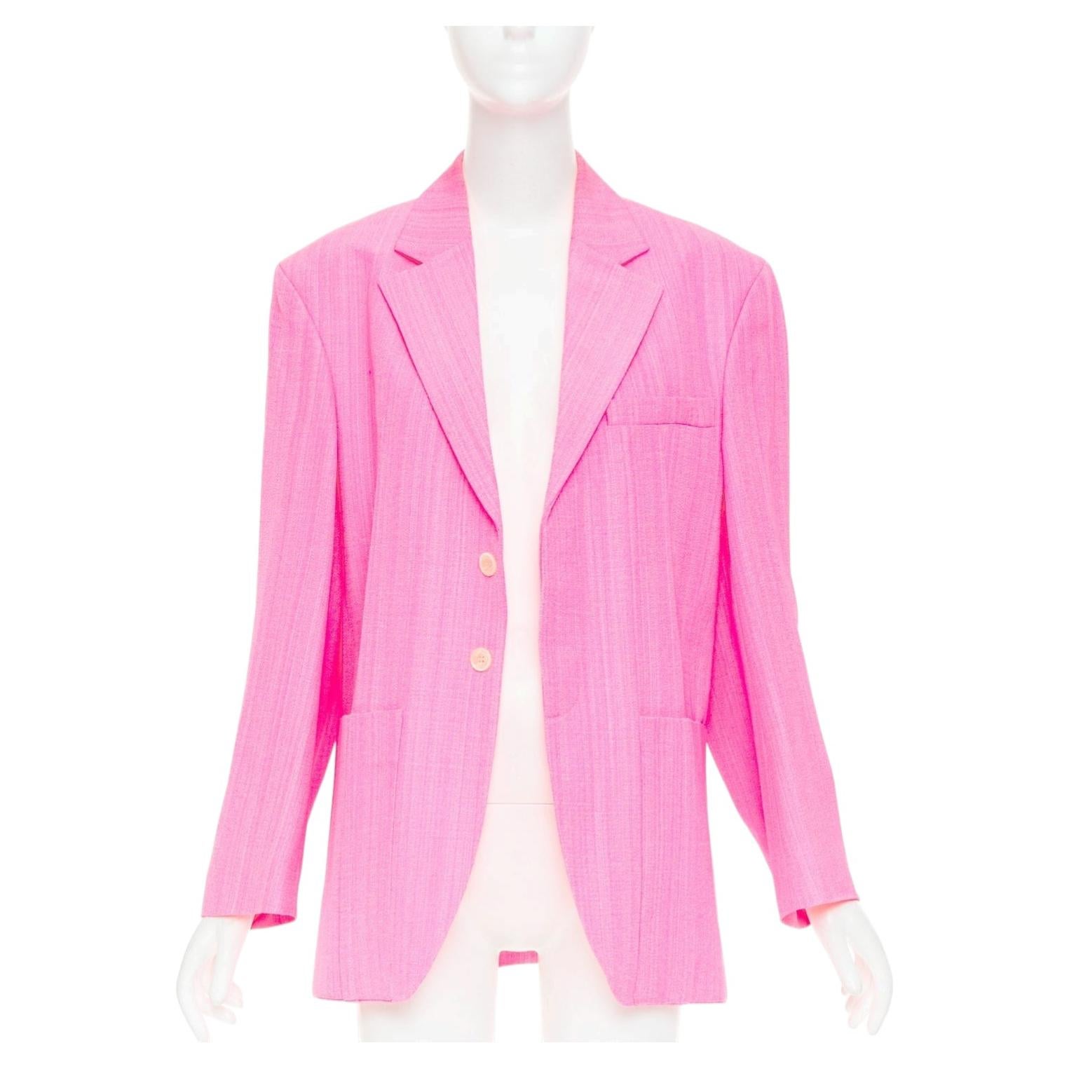 Pre-owned Jacquemus 2023 La Raphia La Veste D'homme Blazer Peak Lapels Long Line Blazer In Pink