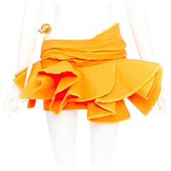 JACQUEMUS 2023 Runway La Jupe Artichaut ruffled frayed cotton miniskirt FR34 XS