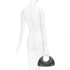 JACQUEMUS 2024 Le Petit Calino schwarzes weiches Lammleder goldener Metallringgriff Tasche