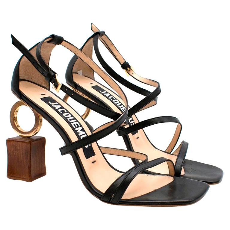 Jacquemus Abstract Heel Strappy Black Sandals 41