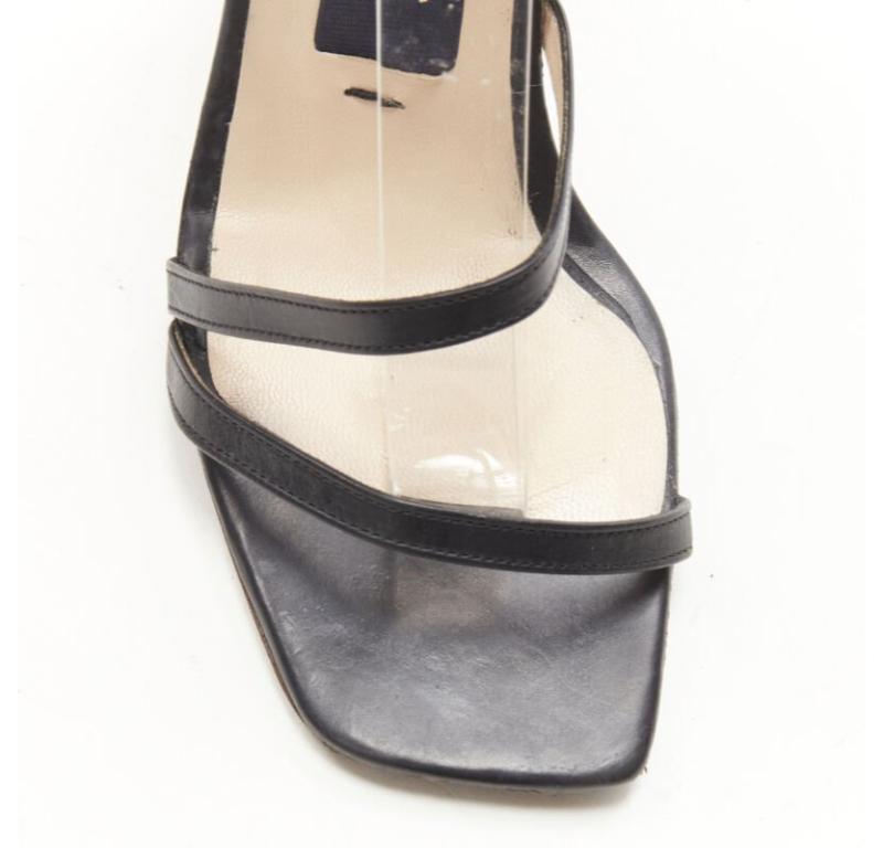 JACQUEMUS architectural wood block gold ring black strappy heel EU36 For Sale 1