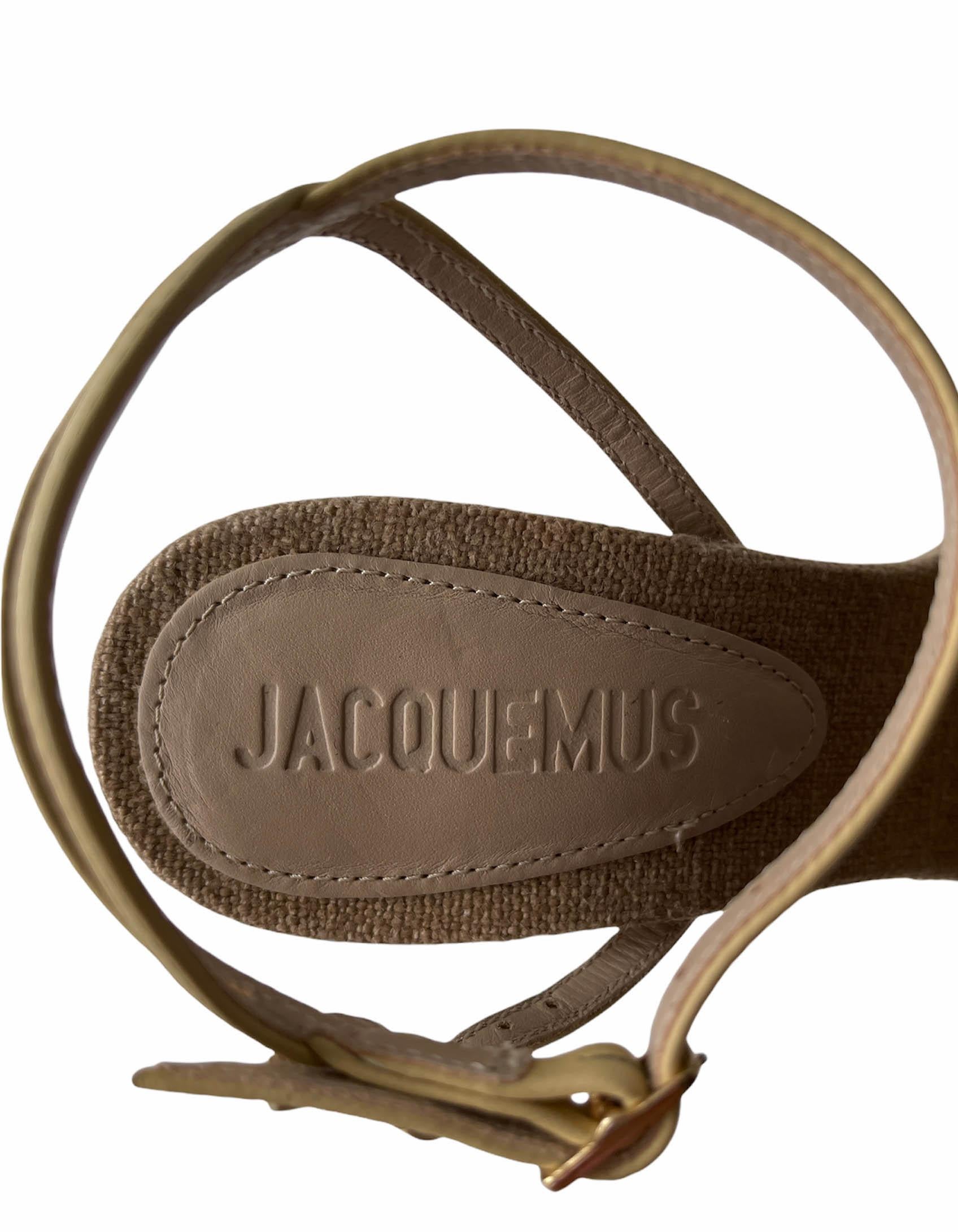 Women's Jacquemus Beige Leather Les Novio 95 Sandals sz 36 rt. $750 For Sale