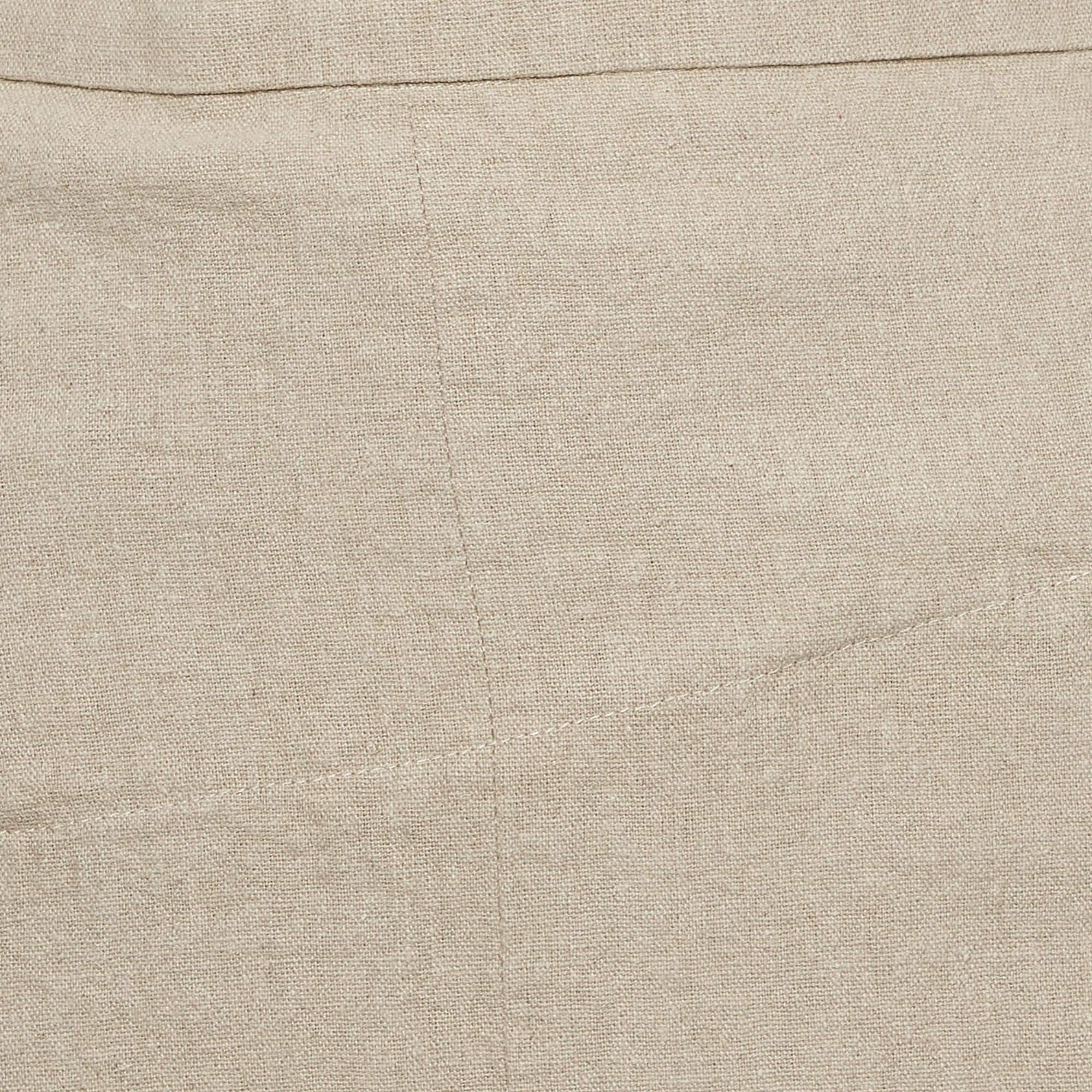 Jacquemus Beige Linen Cross-Over Waist Skirt M In Good Condition For Sale In Dubai, Al Qouz 2