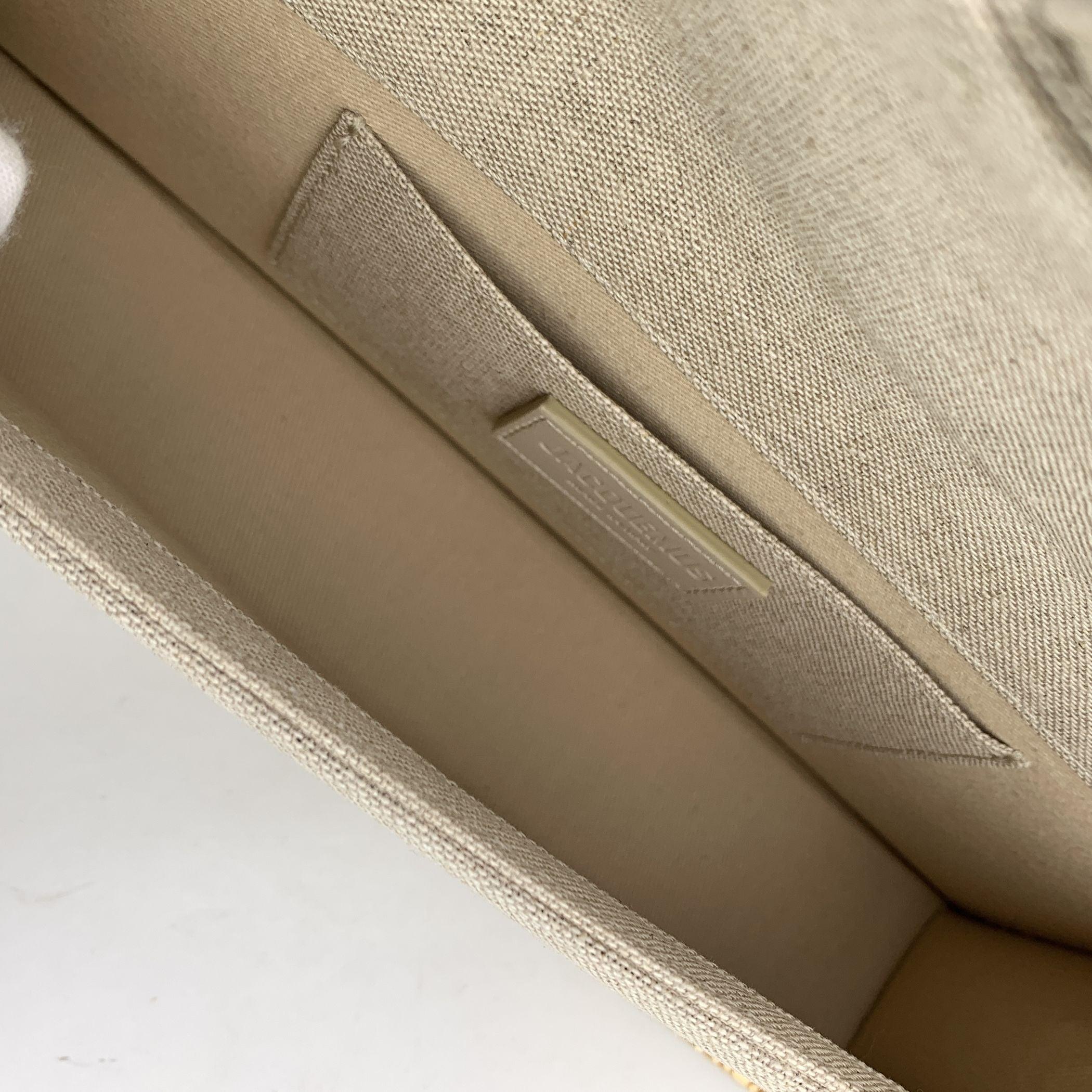 Jacquemus Beige Linen Le Long Bambino Structured Shoulder Bag For Sale 1