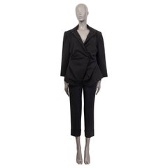 JACQUEMUS black cotton LE SOUK RUCHED Blazer Jacket 42 L