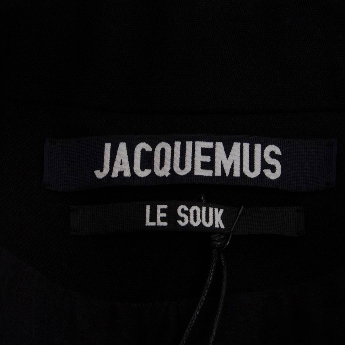 Women's JACQUEMUS black cotton LE SOUK RUCHED Blazer Jacket 42 L For Sale