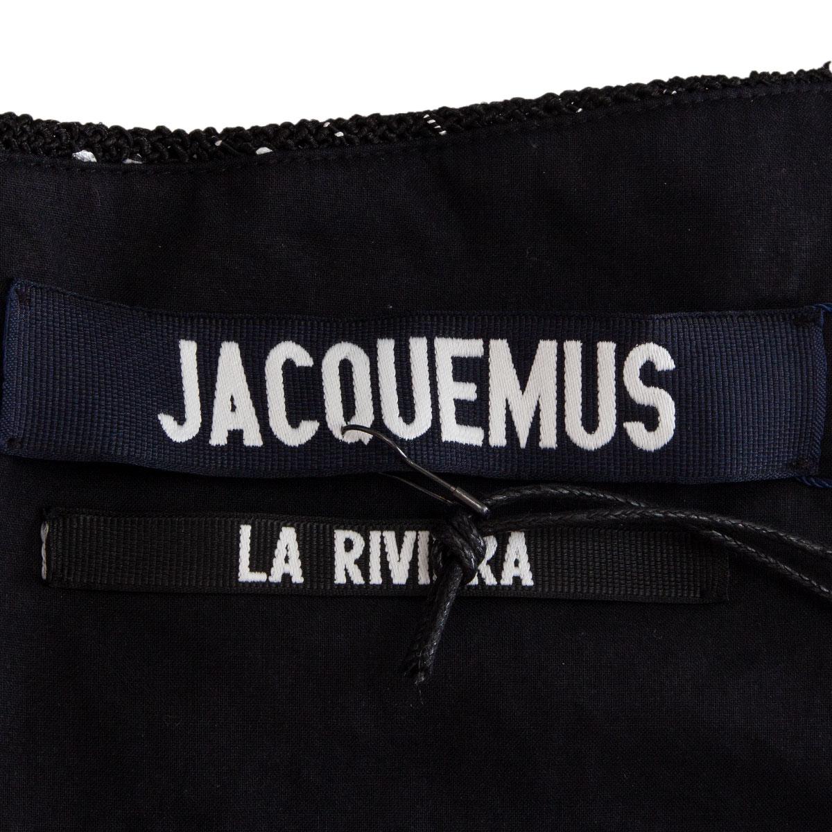 Women's JACQUEMUS black cotton RIVIERA DOTTED FRINGED Tank Top Shirt Dress 38 S