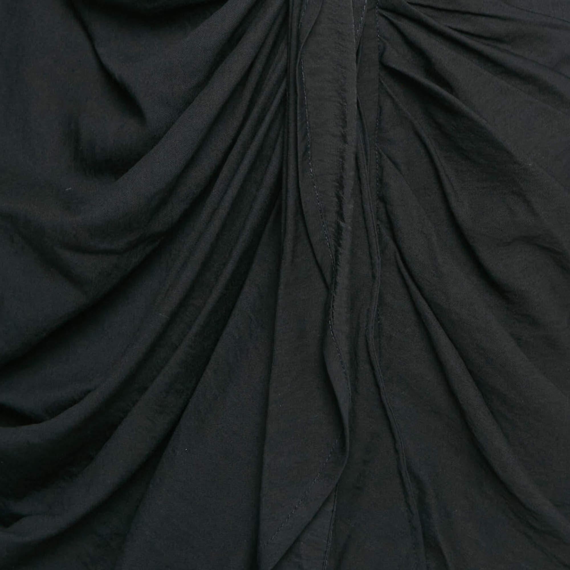 Jacquemus Bahia Drapiertes Le Papier-Minikleid aus schwarzem Krepp, M (Schwarz) im Angebot