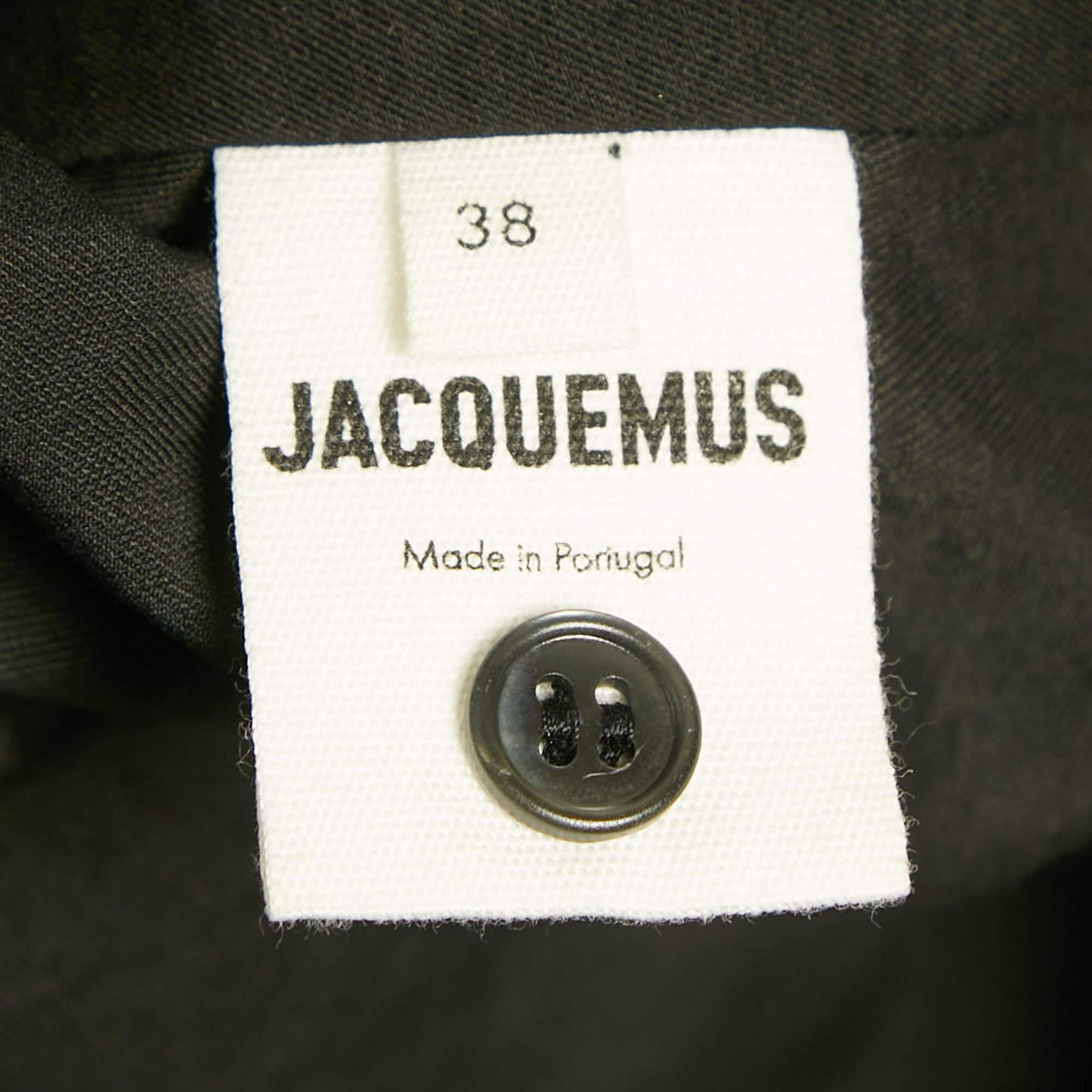 Jacquemus Bahia Drapiertes Le Papier-Minikleid aus schwarzem Krepp, M Damen im Angebot