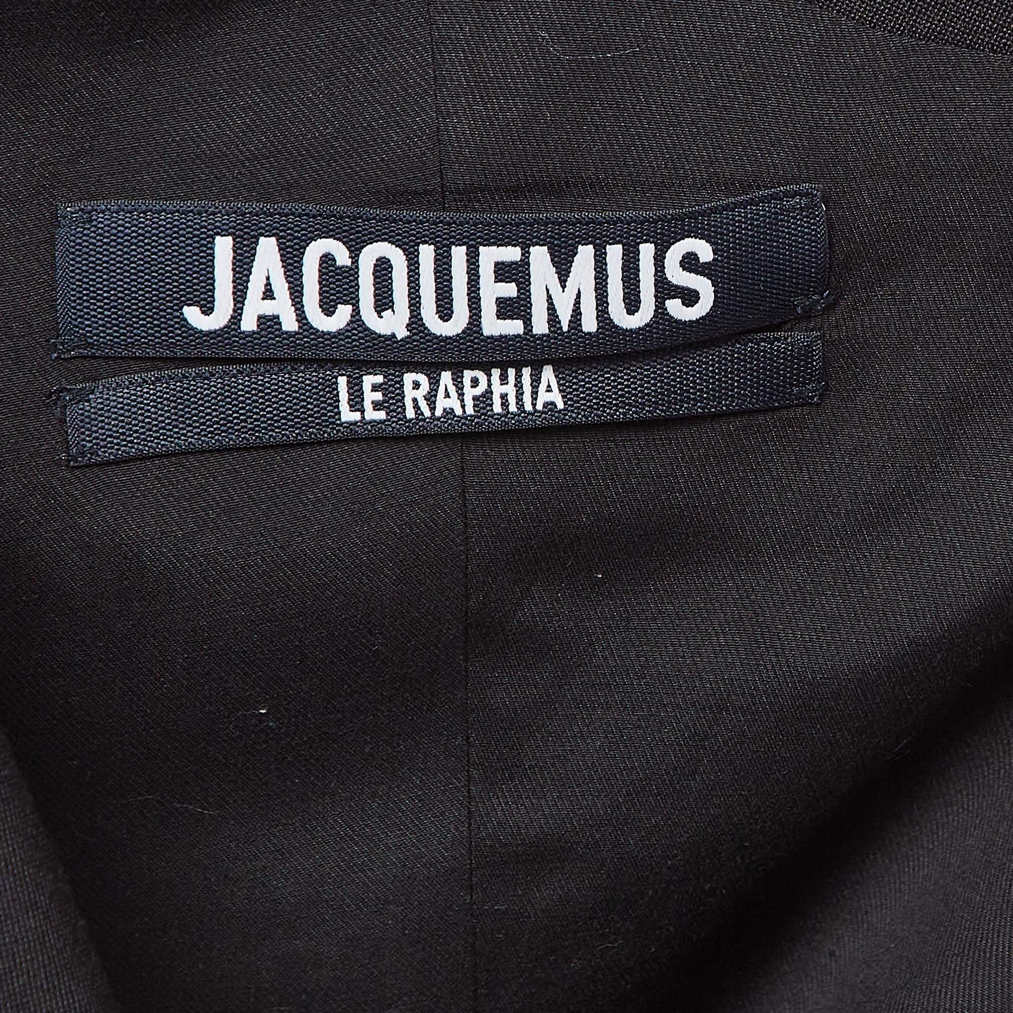 Women's Jacquemus Black Gabardine La Veste Baska Off-Shoulder Blazer M