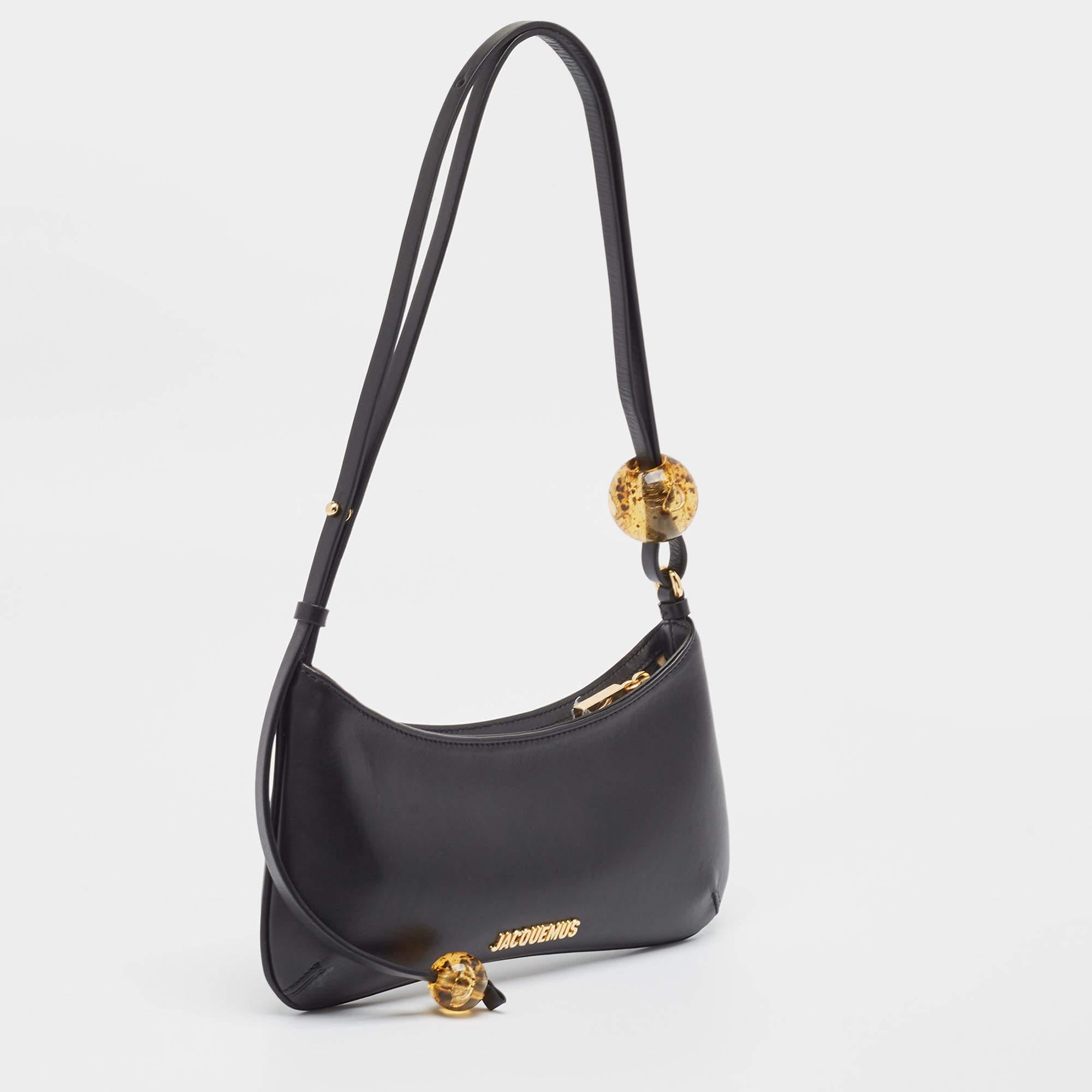Women's Jacquemus Black Leather Le Bisou Perle Bag