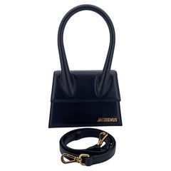 Jacquemus Black Leather Le Chiquito Small Structured Bag with Strap