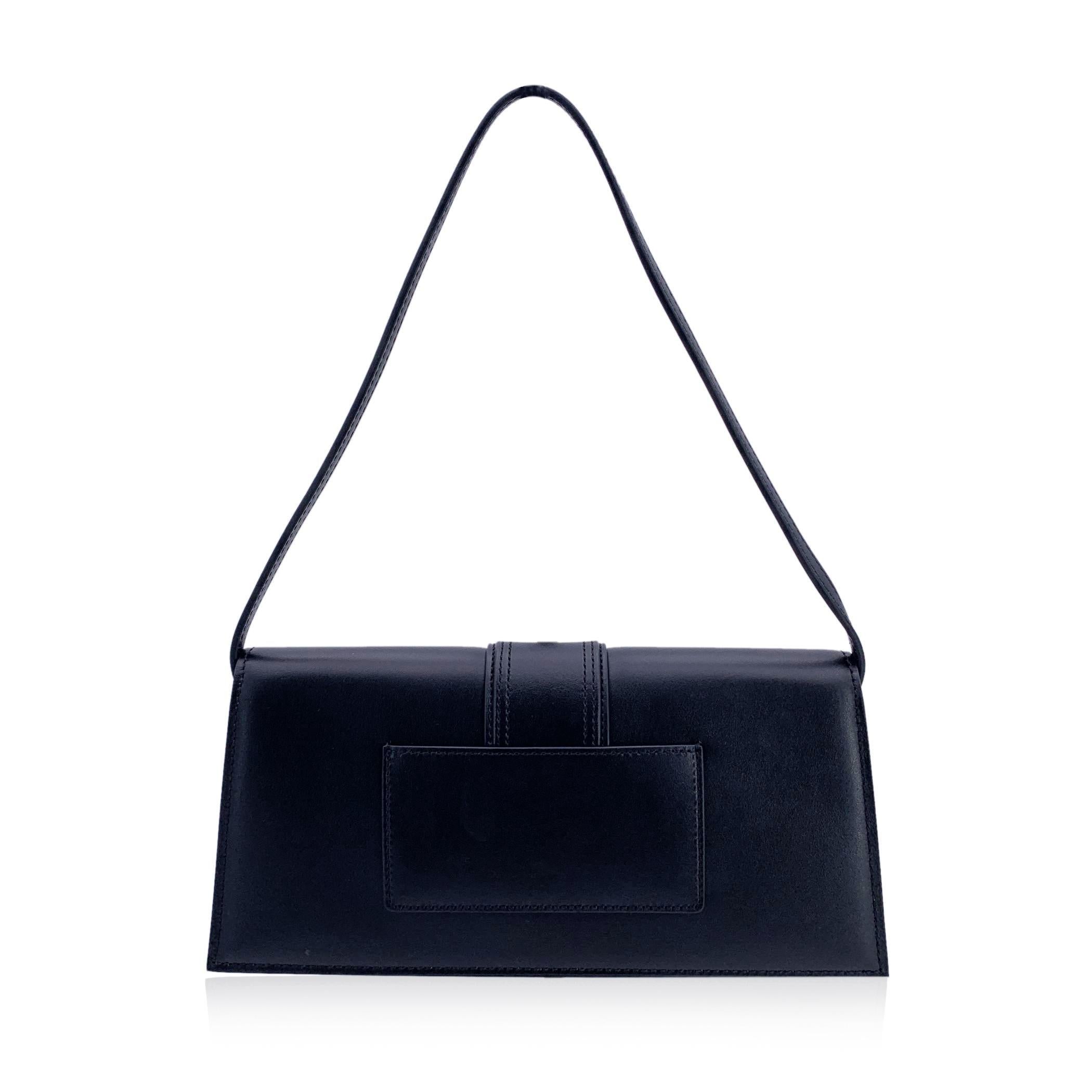 Jacquemus Black Leather Le Long Bambino Structured Shoulder Bag In Excellent Condition In Rome, Rome