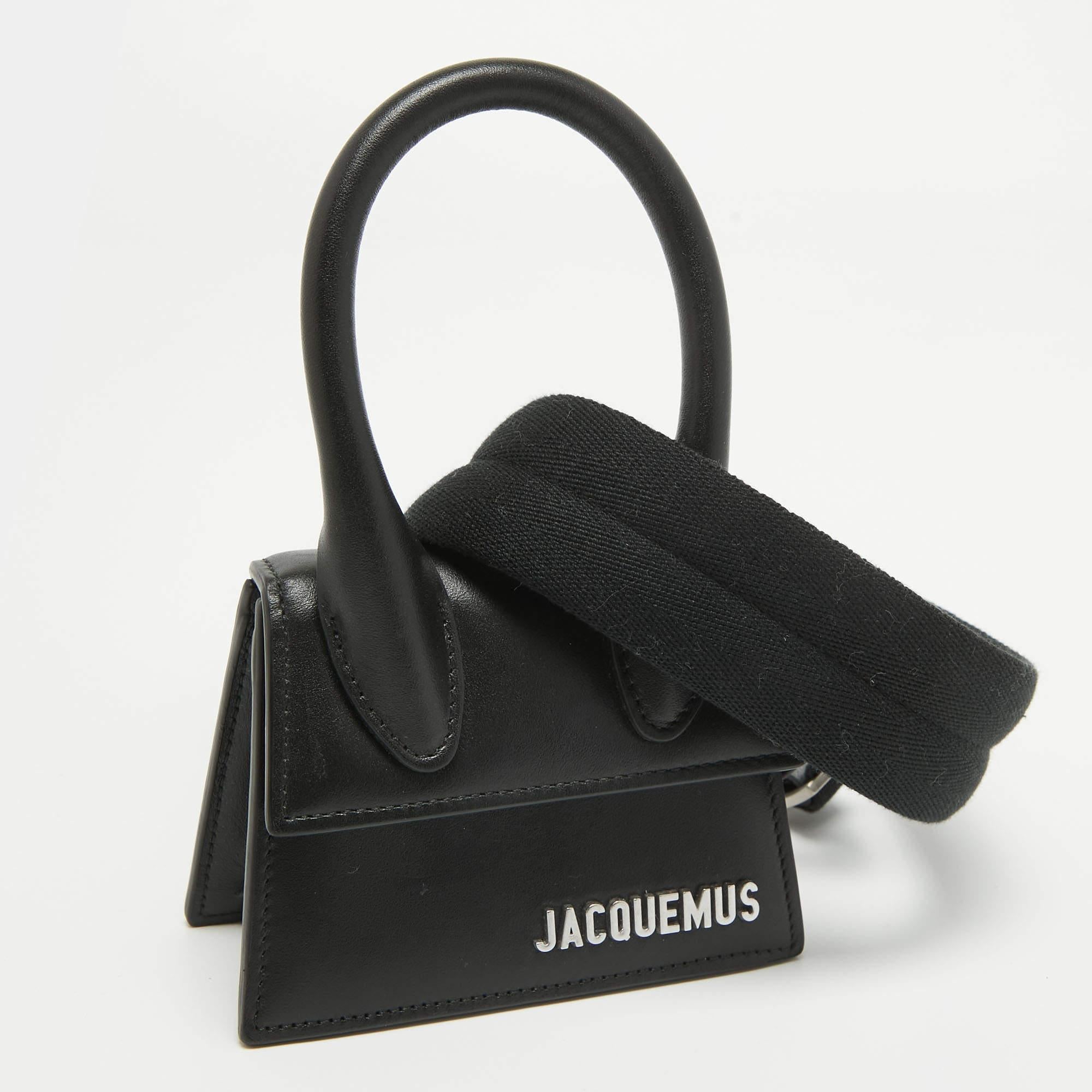 Women's Jacquemus Black Leather Mini Le Chiquito Top Handle Bag