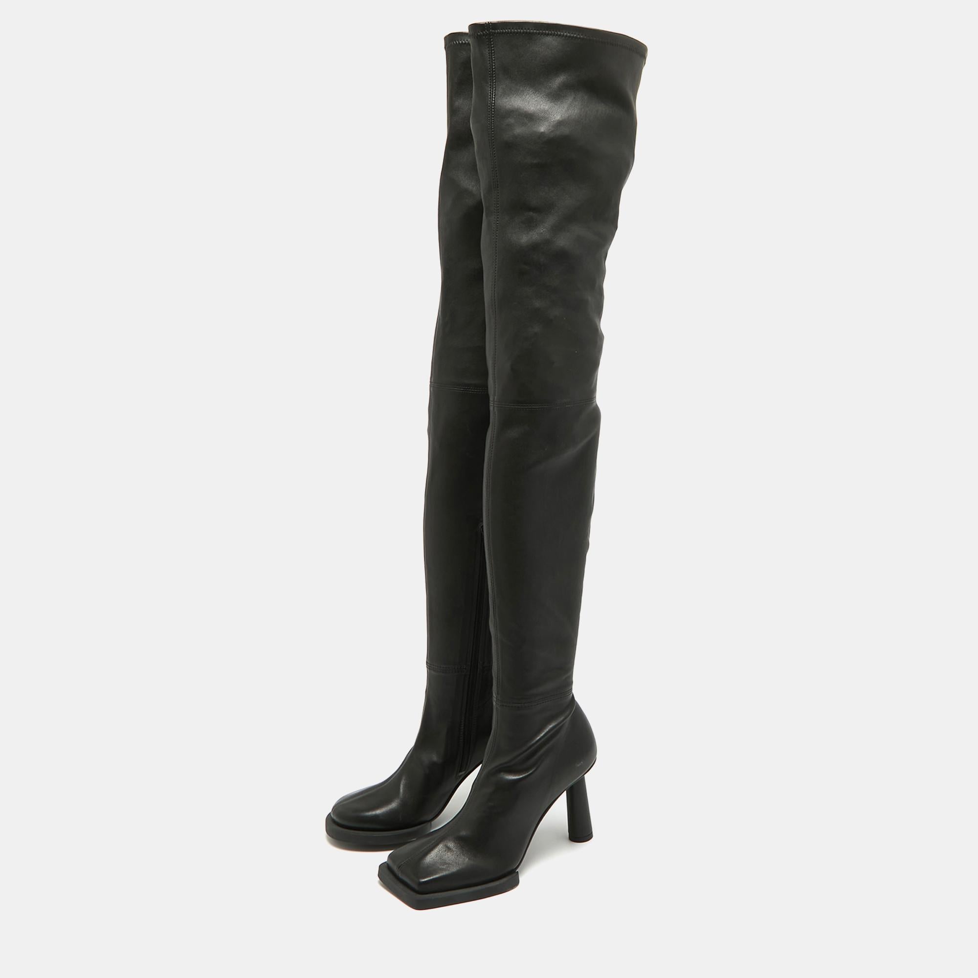 Jacquemus Black Leather Over The Knee Boots Size 36 For Sale 5