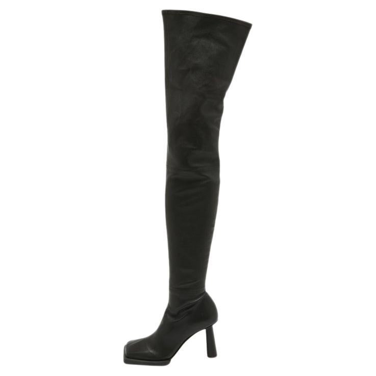 Jacquemus Black Leather Over The Knee Boots Size 36 For Sale