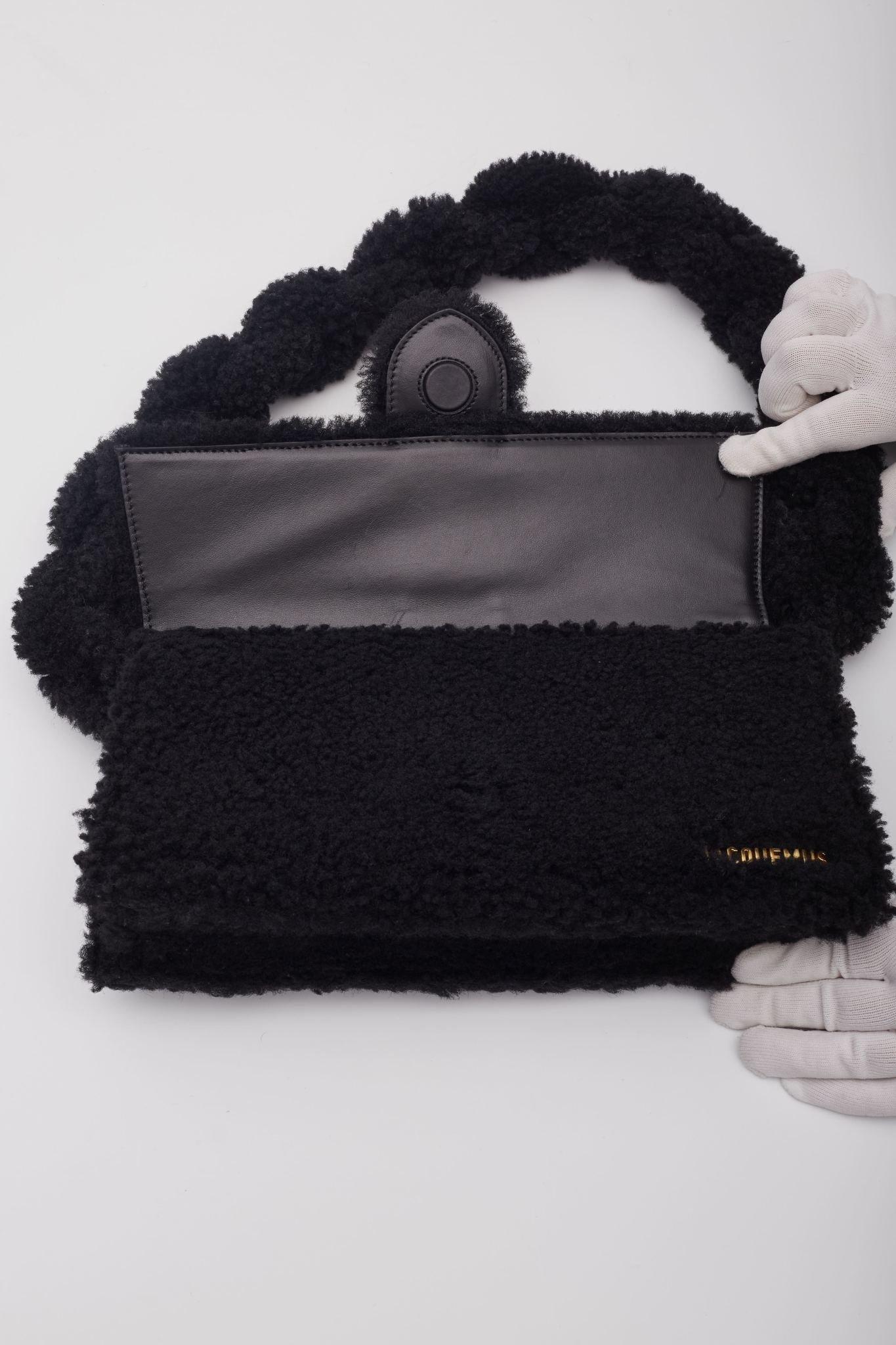 Jacquemus Black Shearling Le Bambidou Shoulder Bag For Sale 1