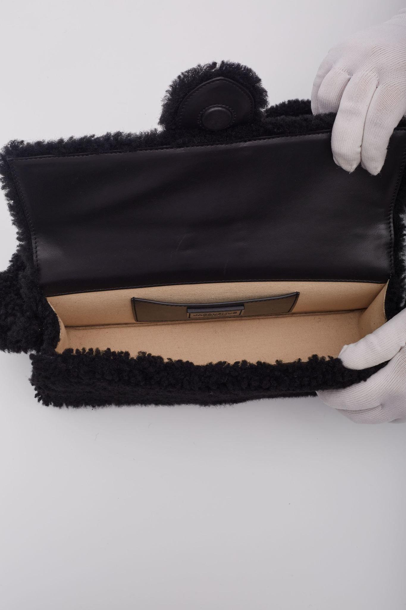 Jacquemus Black Shearling Le Bambidou Shoulder Bag For Sale 2