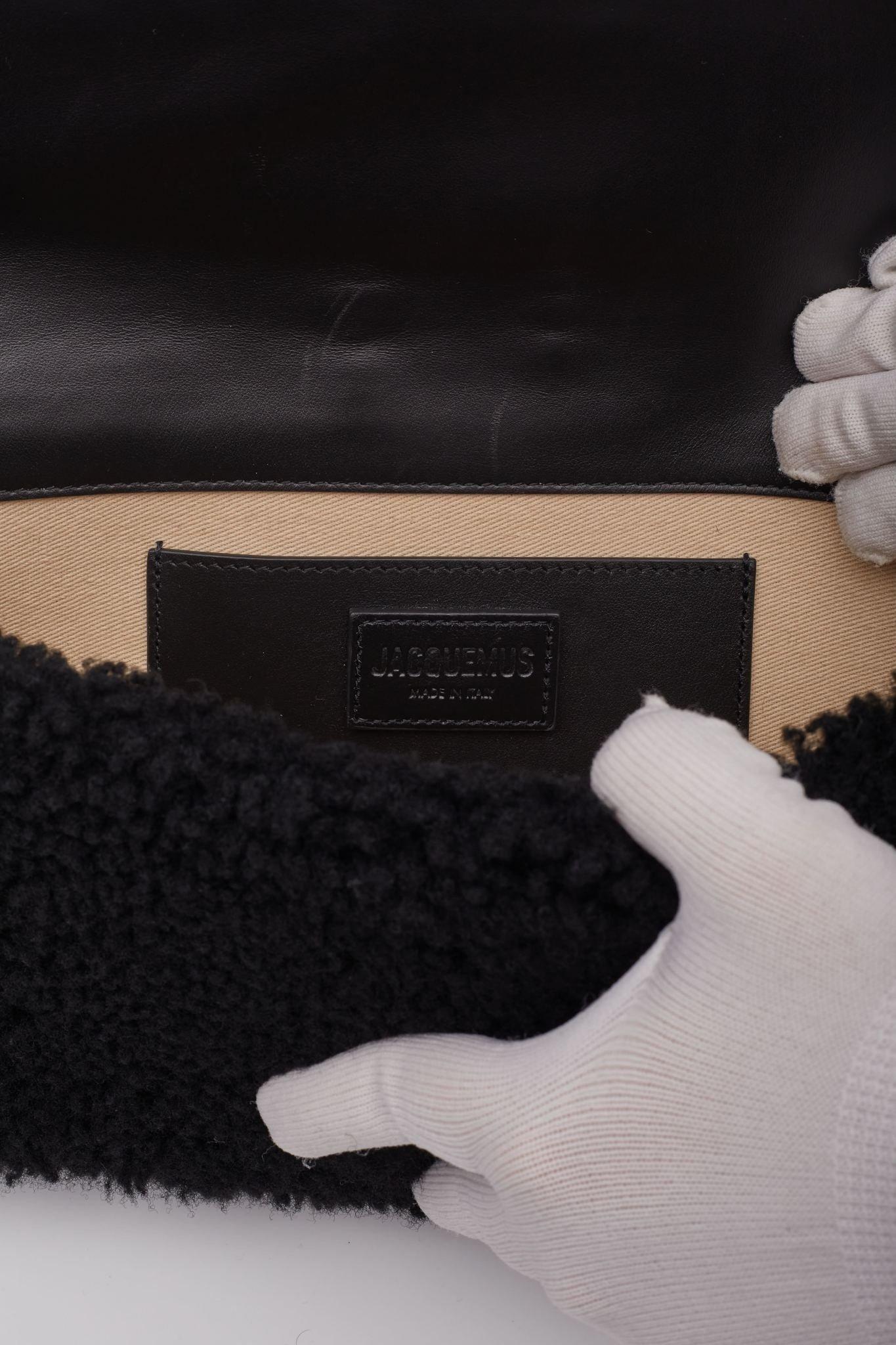 Jacquemus Black Shearling Le Bambidou Shoulder Bag For Sale 3
