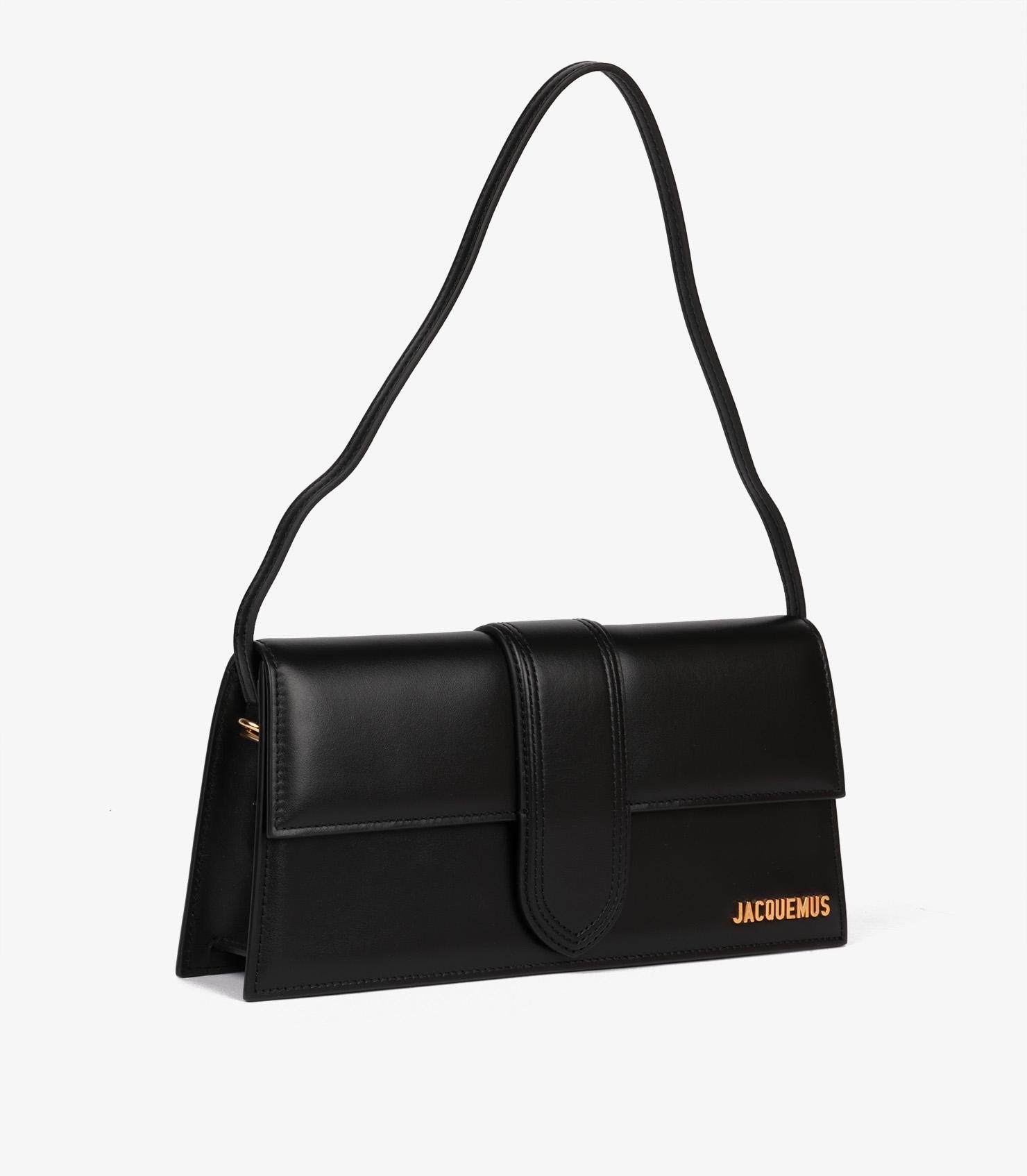 Jacquemus Black Smooth Calfskin Leather Le Bambino Long In Excellent Condition For Sale In Bishop's Stortford, Hertfordshire