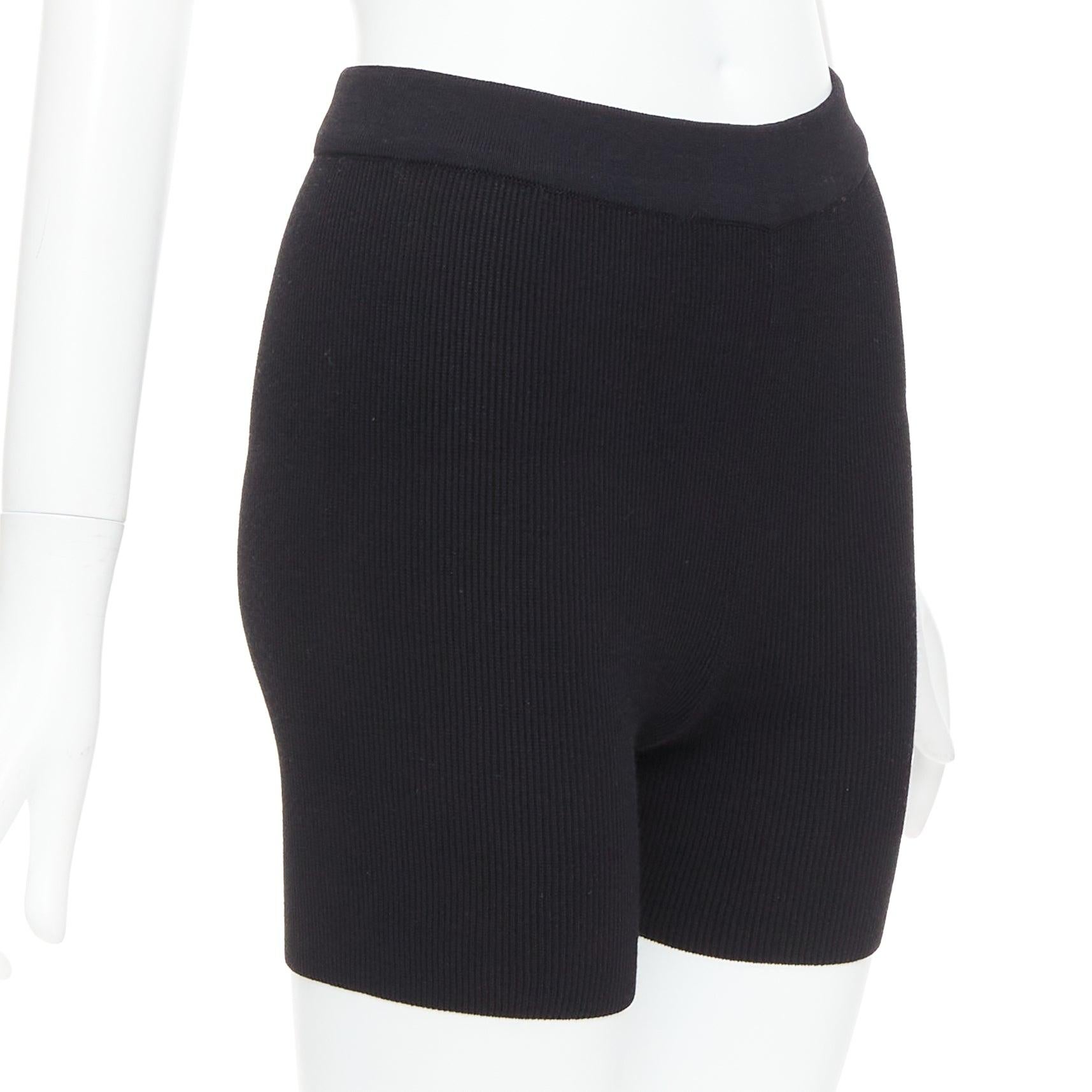 Black JACQUEMUS black viscose blend minimal knitted cyclist shorts FR36 S For Sale