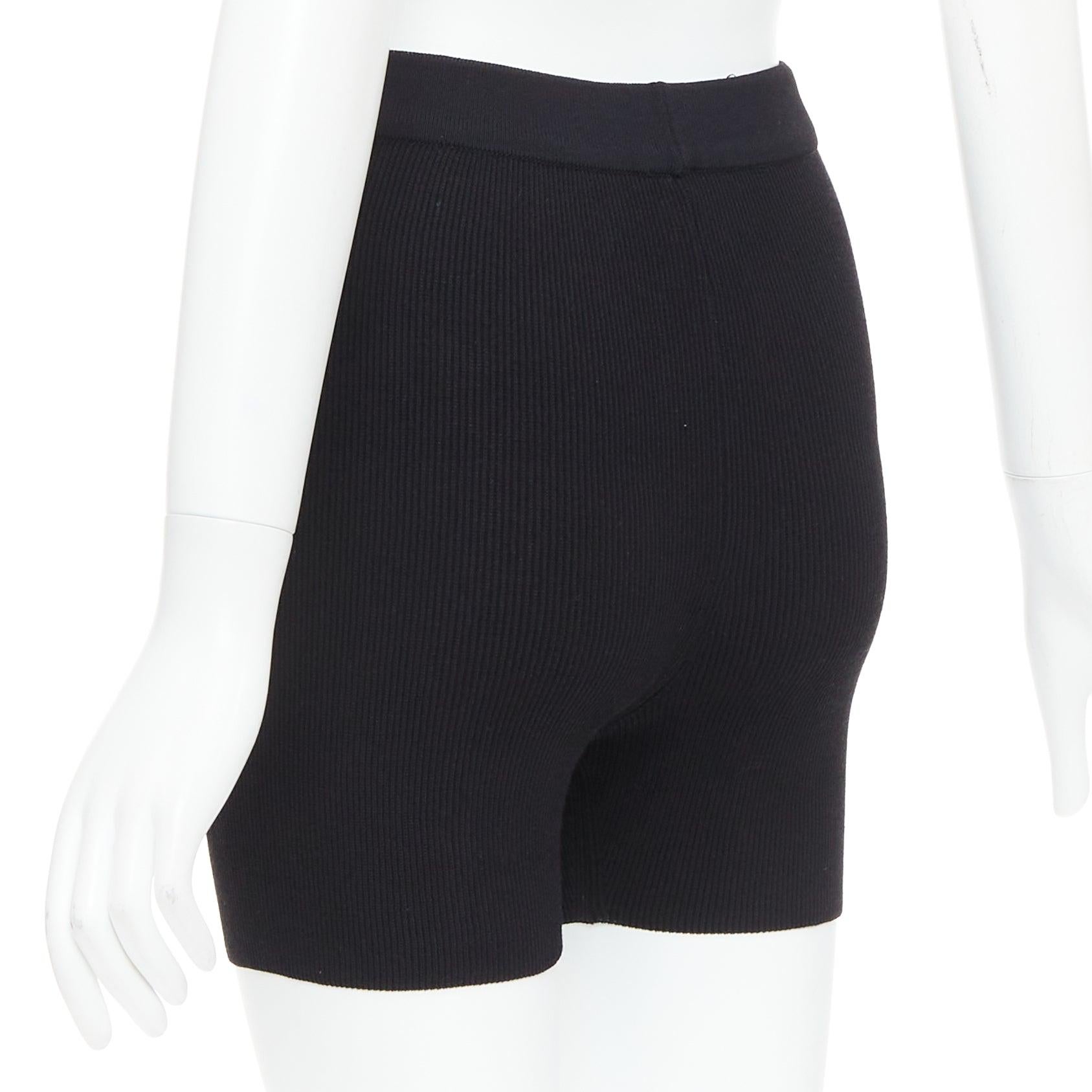 JACQUEMUS black viscose blend minimal knitted cyclist shorts FR36 S For Sale 1
