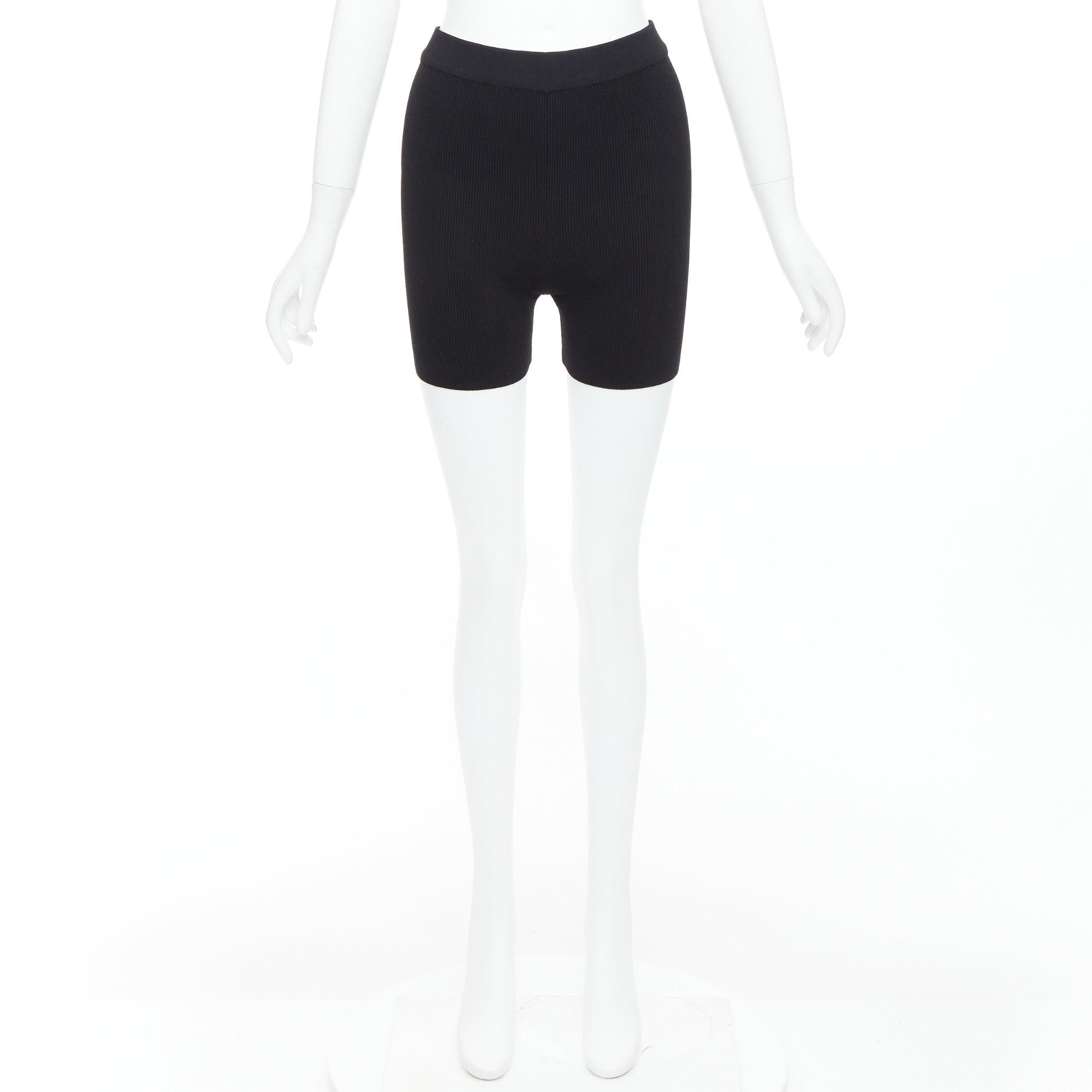 JACQUEMUS black viscose blend minimal knitted cyclist shorts FR36 S For Sale 4