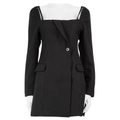 Jacquemus Black Wool Square Neck Mini Dress Size M
