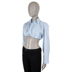 JACQUEMUS, coton bleu, collection 2024, LA CHEMISE BAHA COURTE STRIPED, haut court, taille 36 (XS)