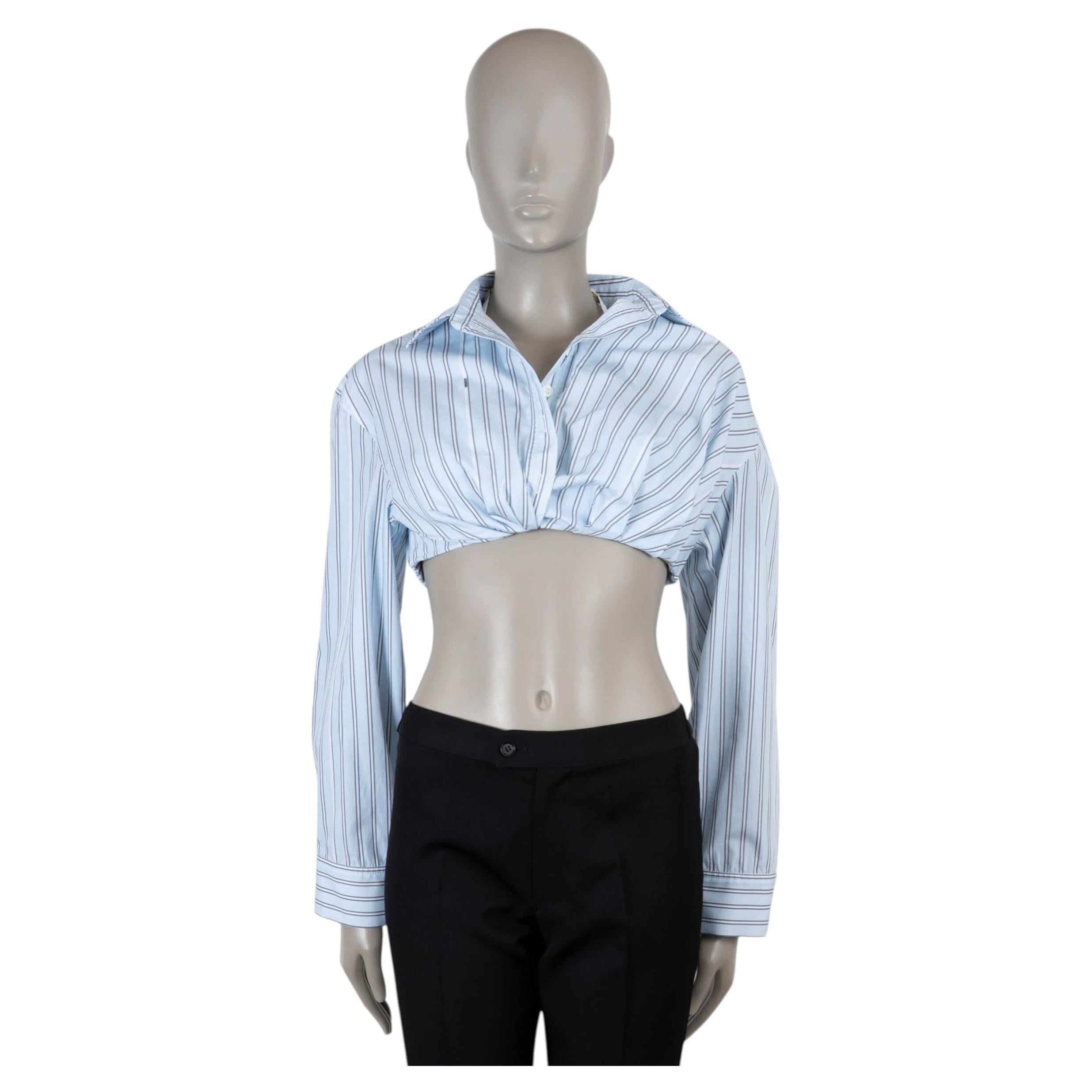 JACQUEMUS blue cotton 2024 LA CHEMISE BAHA COURTE STRIPED Crop Top Shirt 36 XS For Sale