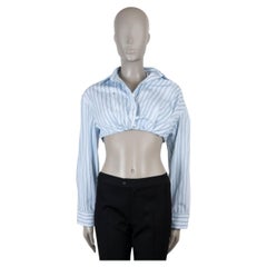 JACQUEMUS, coton bleu, collection 2024, LA CHEMISE BAHA COURTE STRIPED, haut court, taille 36 (XS)