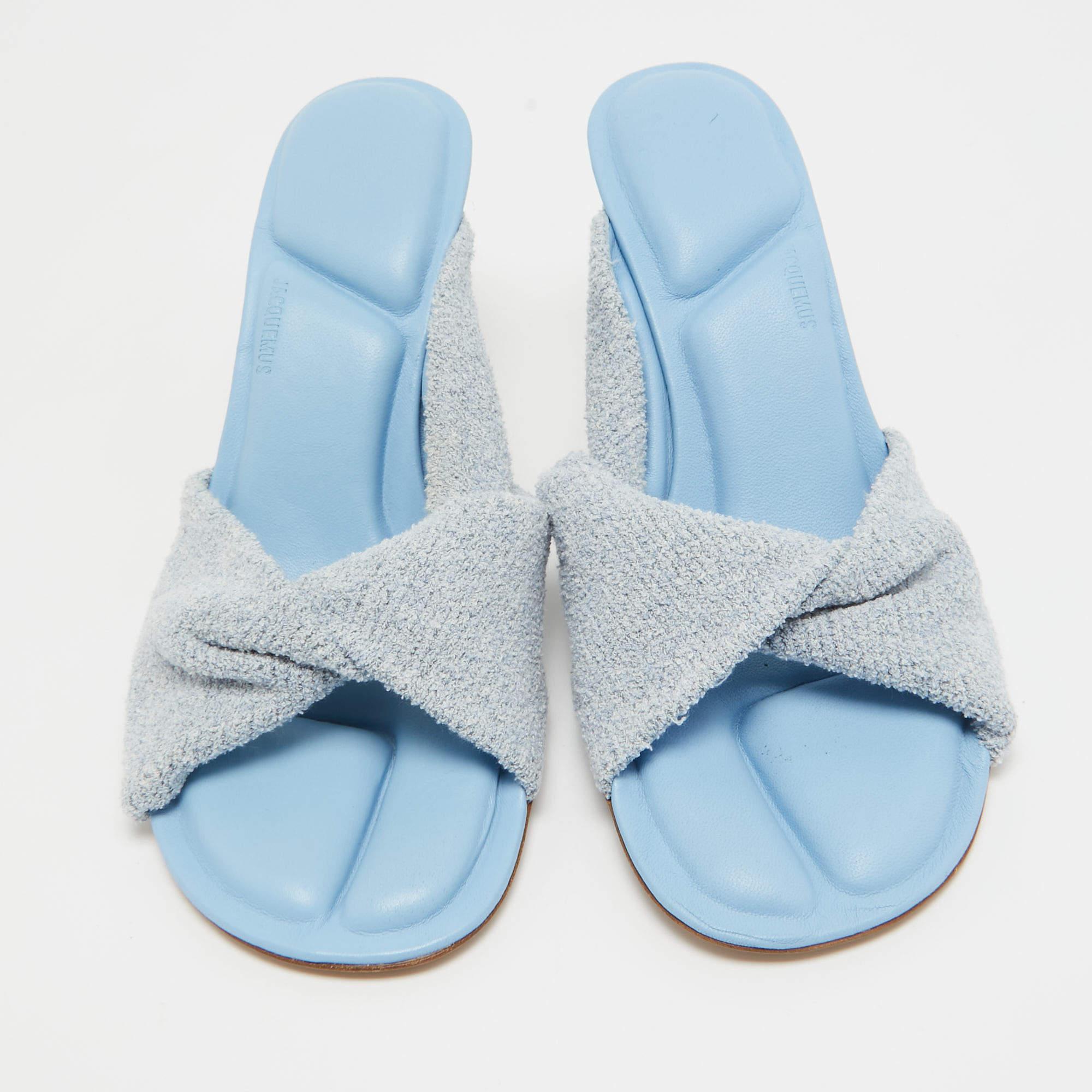 Grigio Jacquemus Sandali La Banana in tessuto e pelle blu/grigio taglia 39