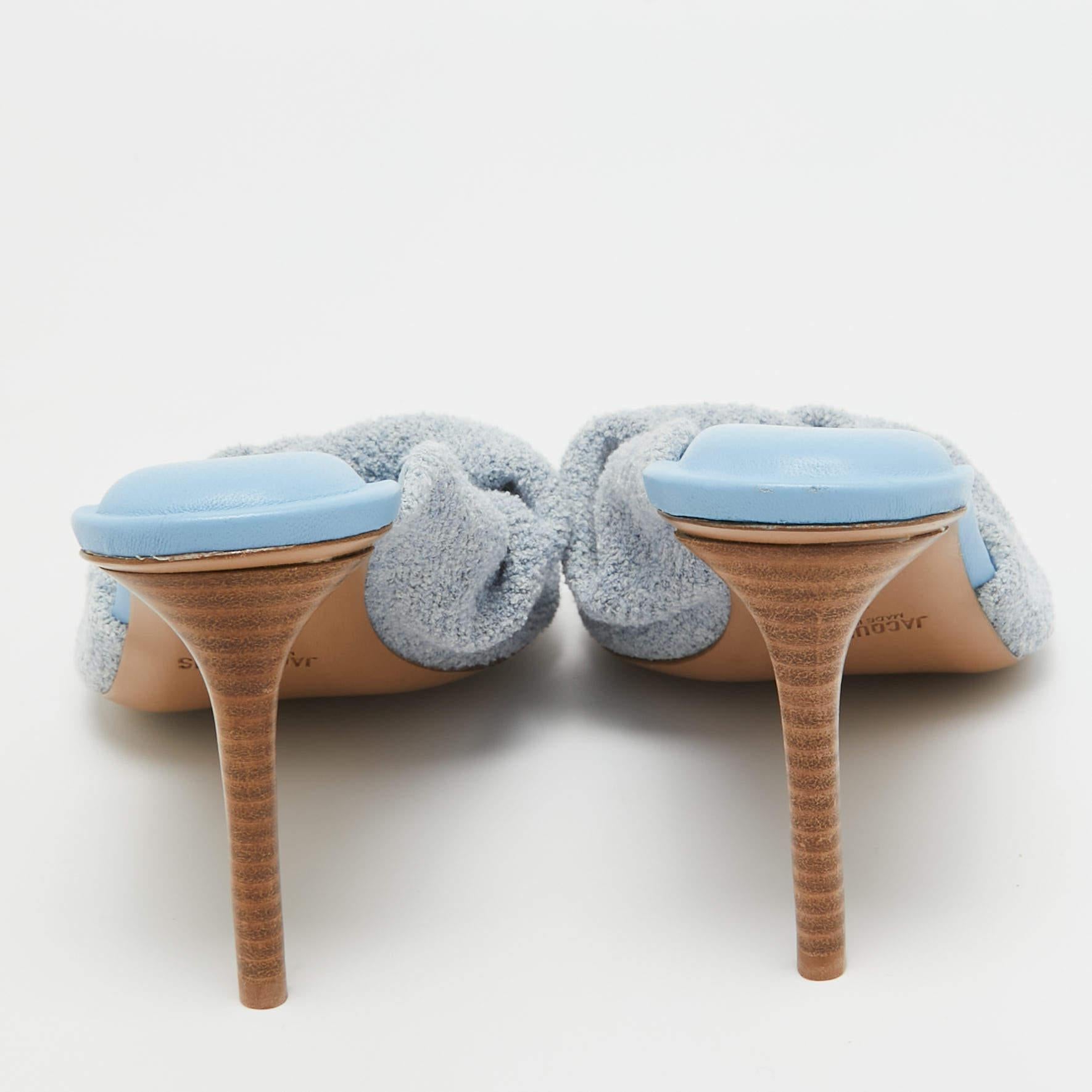 Donna Jacquemus Sandali La Banana in tessuto e pelle blu/grigio taglia 39