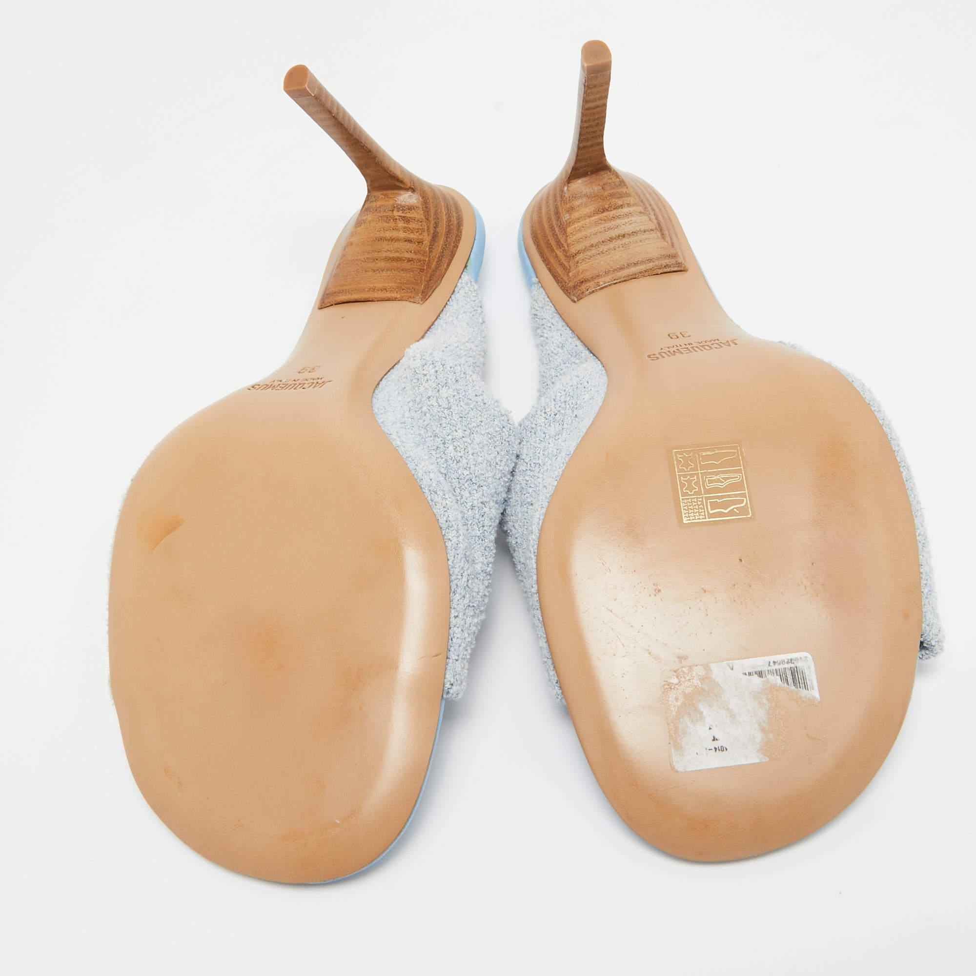 Jacquemus Sandali La Banana in tessuto e pelle blu/grigio taglia 39 1