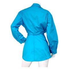 Jacquemus Blue La Robe Baunhiha Layered Cutout Mini Shirt Dress