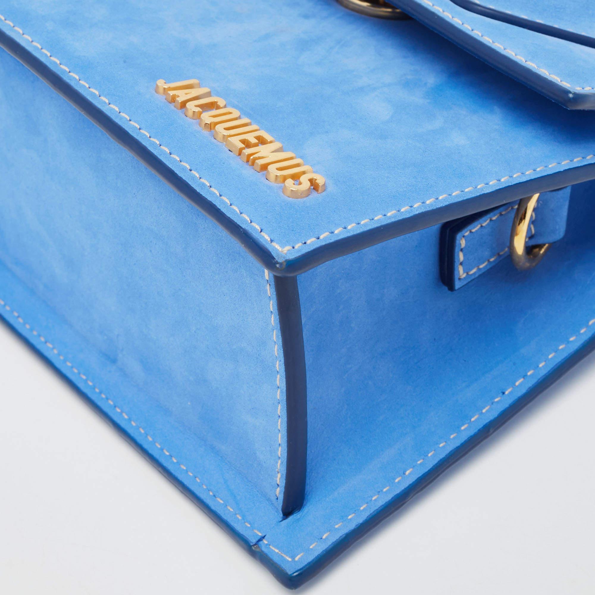 Jacquemus Blue Nubuck Leather Le Chiquito Noeud Top Handle Bag 2