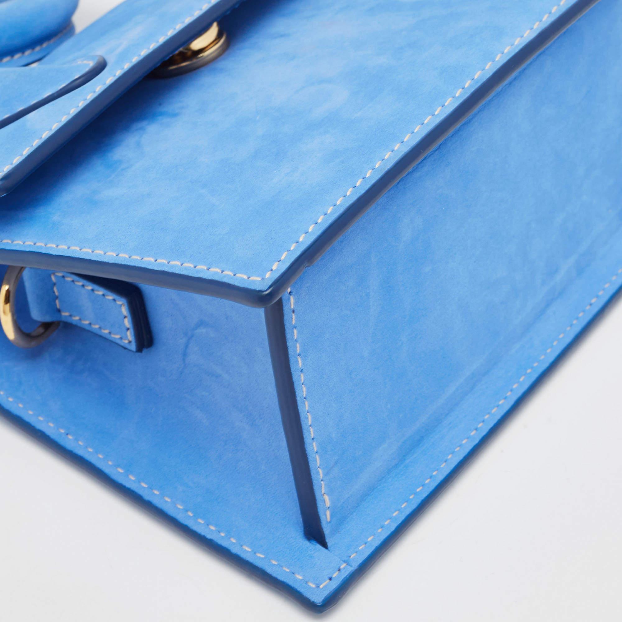 Jacquemus Blue Nubuck Leather Le Chiquito Noeud Top Handle Bag 3
