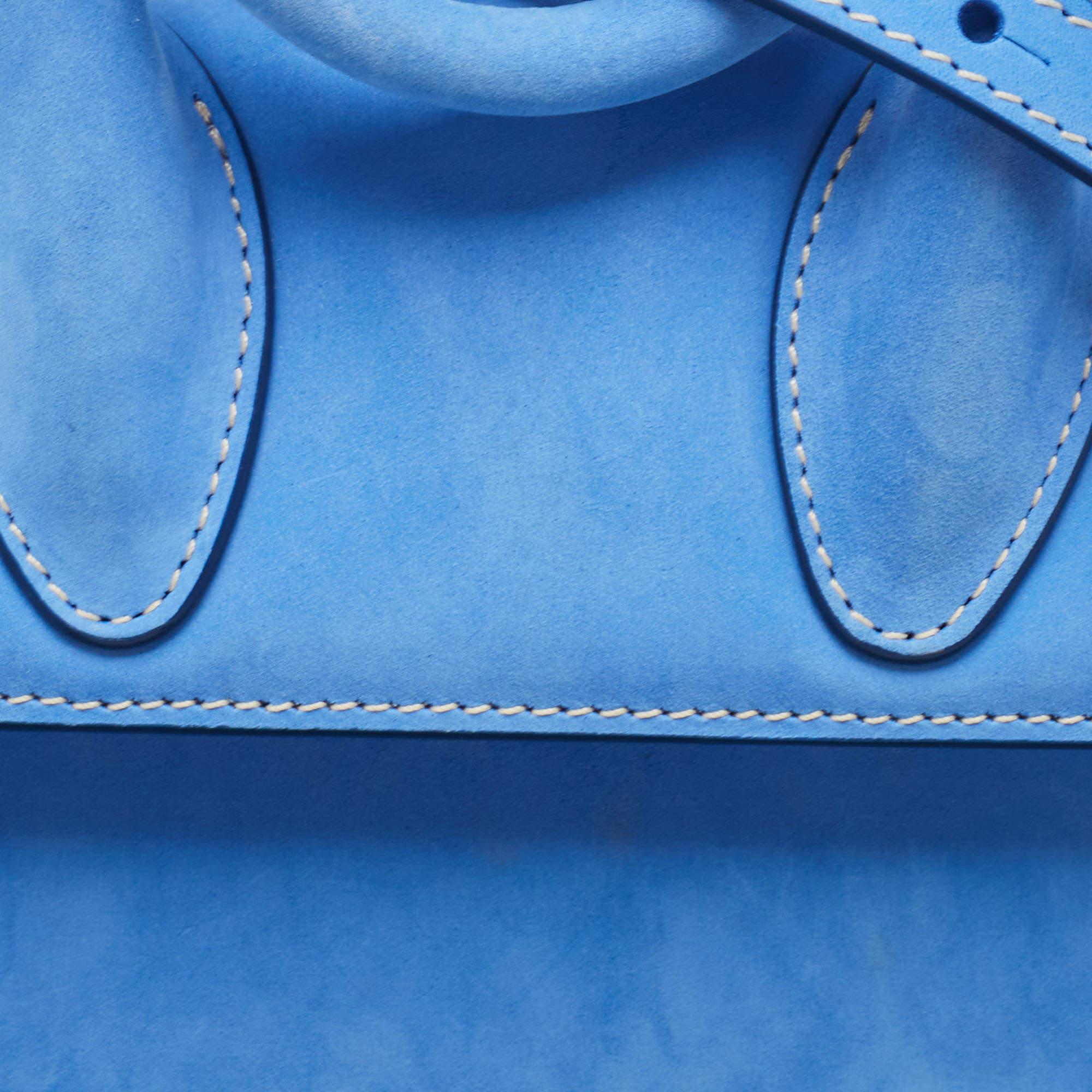 Jacquemus Blue Nubuck Leather Le Chiquito Noeud Top Handle Bag 4