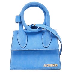 Jacquemus Blue Nubuck Leather Le Chiquito Noeud Top Handle Bag