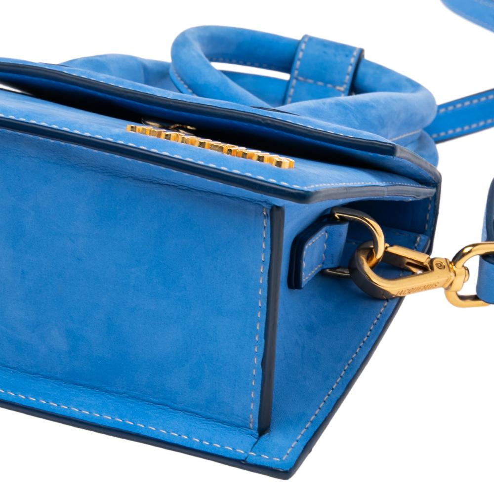 Women's Jacquemus Blue Nubuck Leather Le Chiquito Top Handle Bag