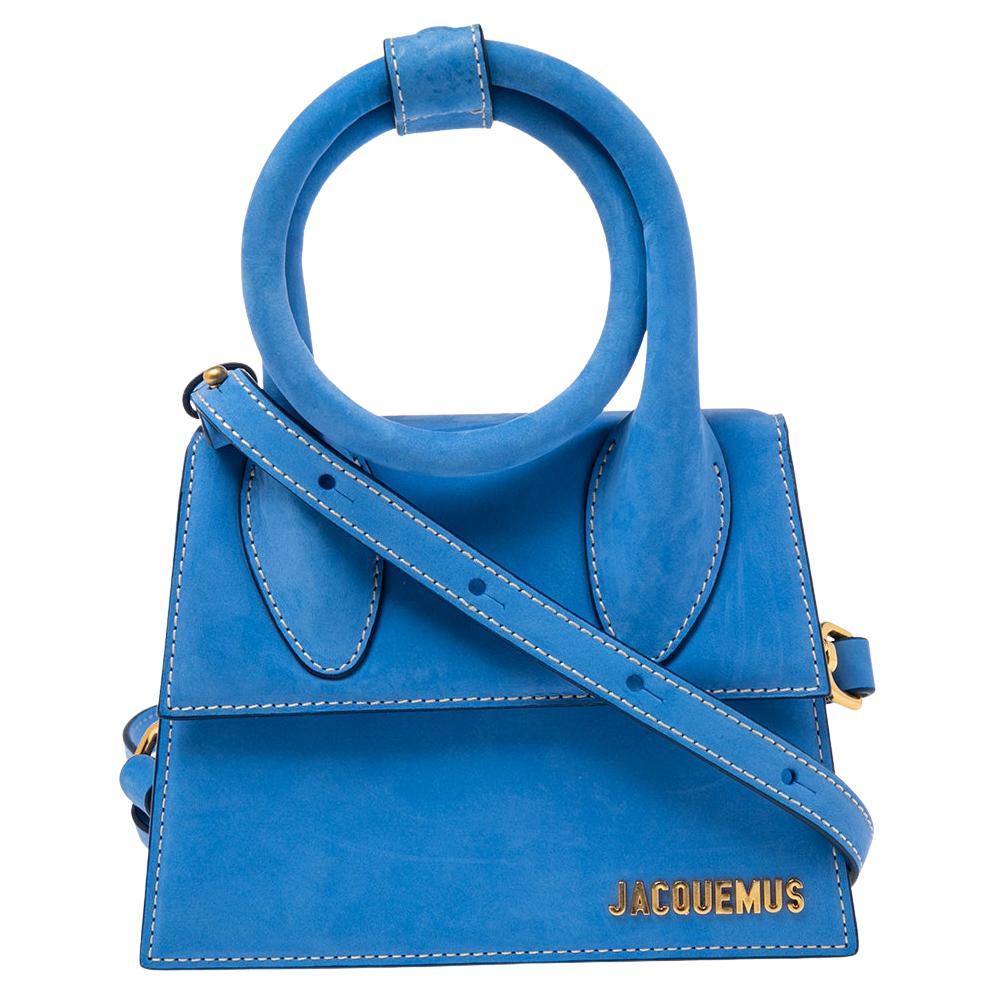 Jacquemus Blue Nubuck Leather Le Chiquito Top Handle Bag