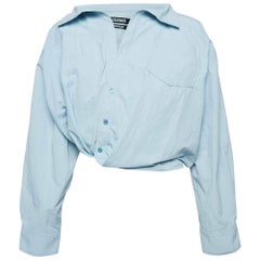 Jacquemus Blue Nylon Bubble La Montagne Crop Shirt M