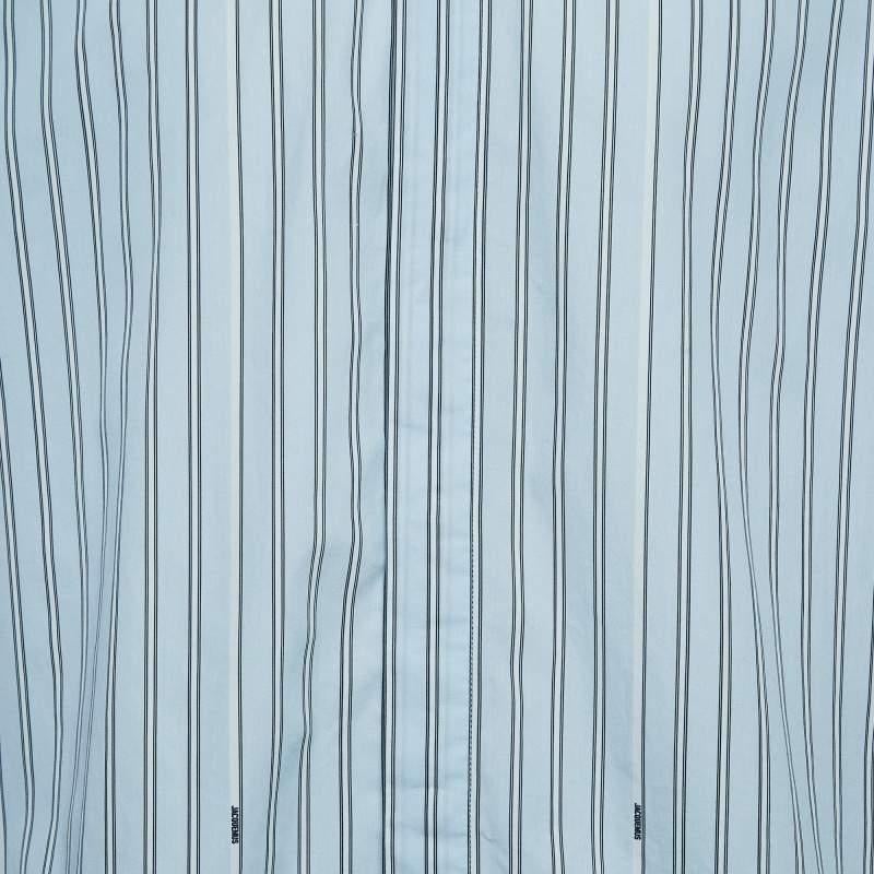 Jacquemus Blue Striped Cotton La Chemise Manches Courte Shirt XL In Excellent Condition For Sale In Dubai, Al Qouz 2