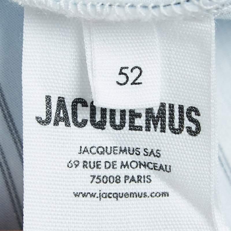 Jacquemus Blue Striped Cotton La Chemise Manches Courte Shirt XL For Sale 1