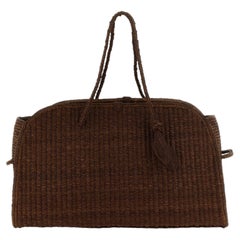 Jacquemus Braided Raffia Tote Bag — Brown