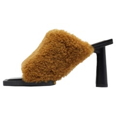 Jacquemus Brown Fur Slide Sandals Size 35
