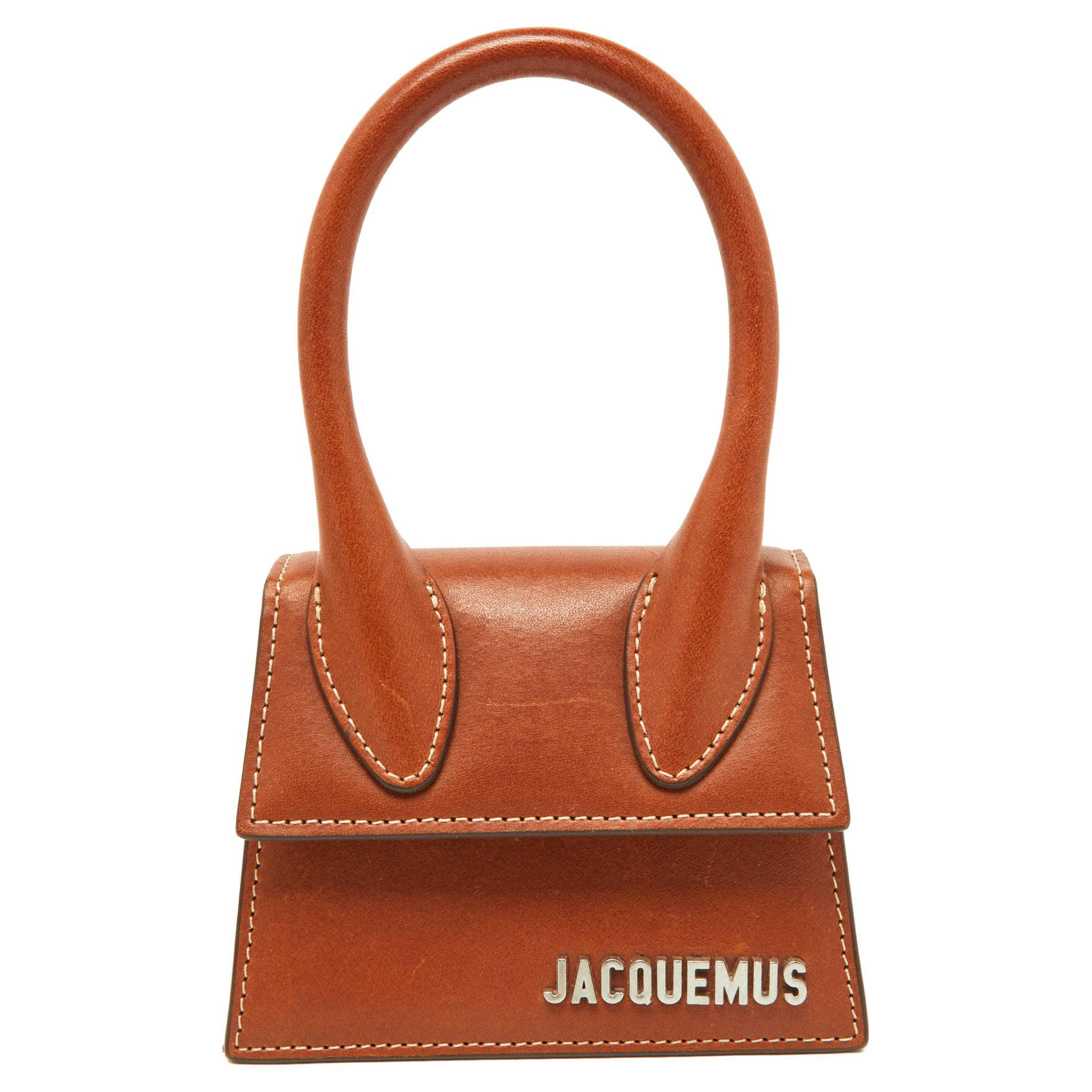 Jacquemus Brown Leather Le Chiquito Mini Bag For Sale