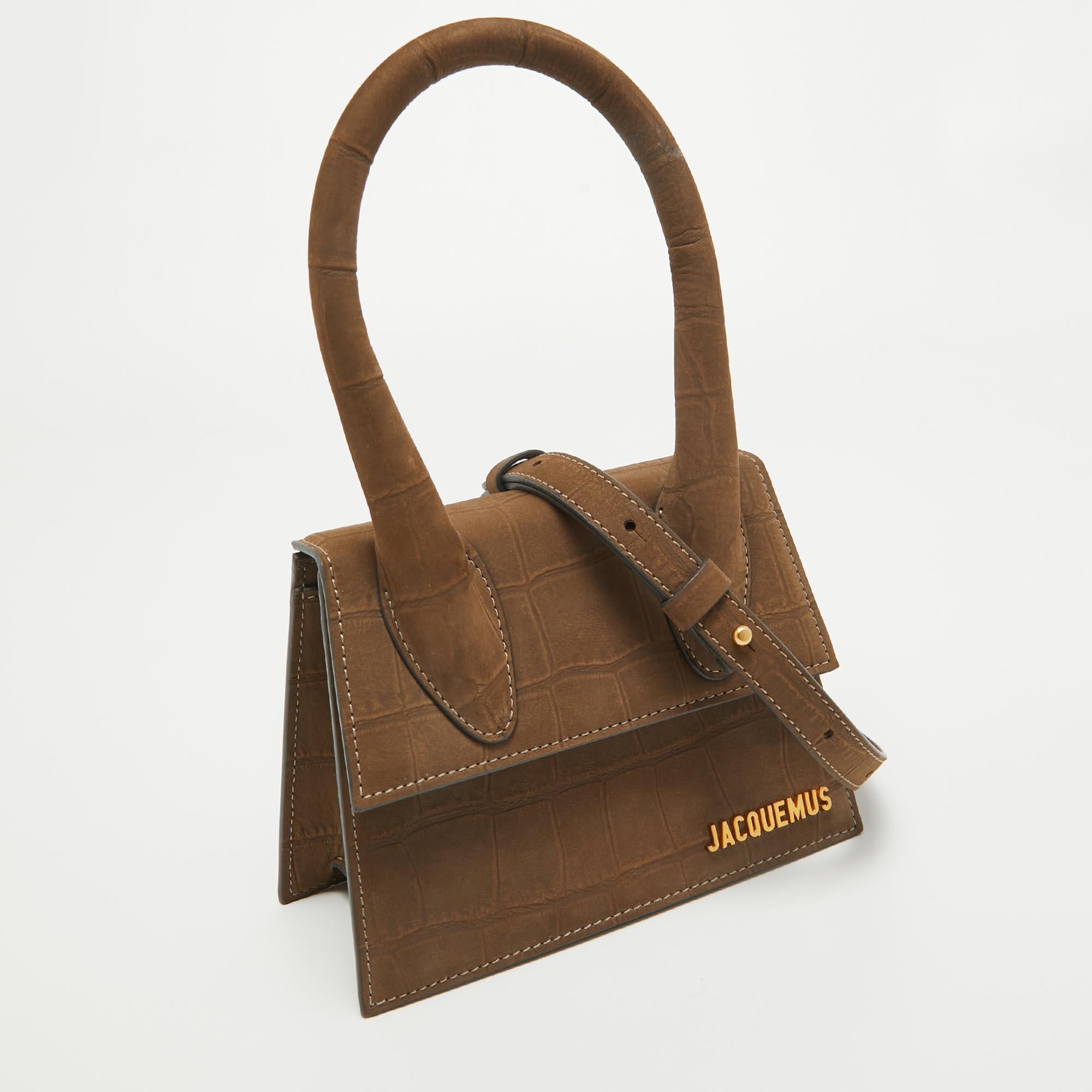 Jacquemus Brown Nubuck Leather Le Chiquito Moyen Top Handle Bag 8